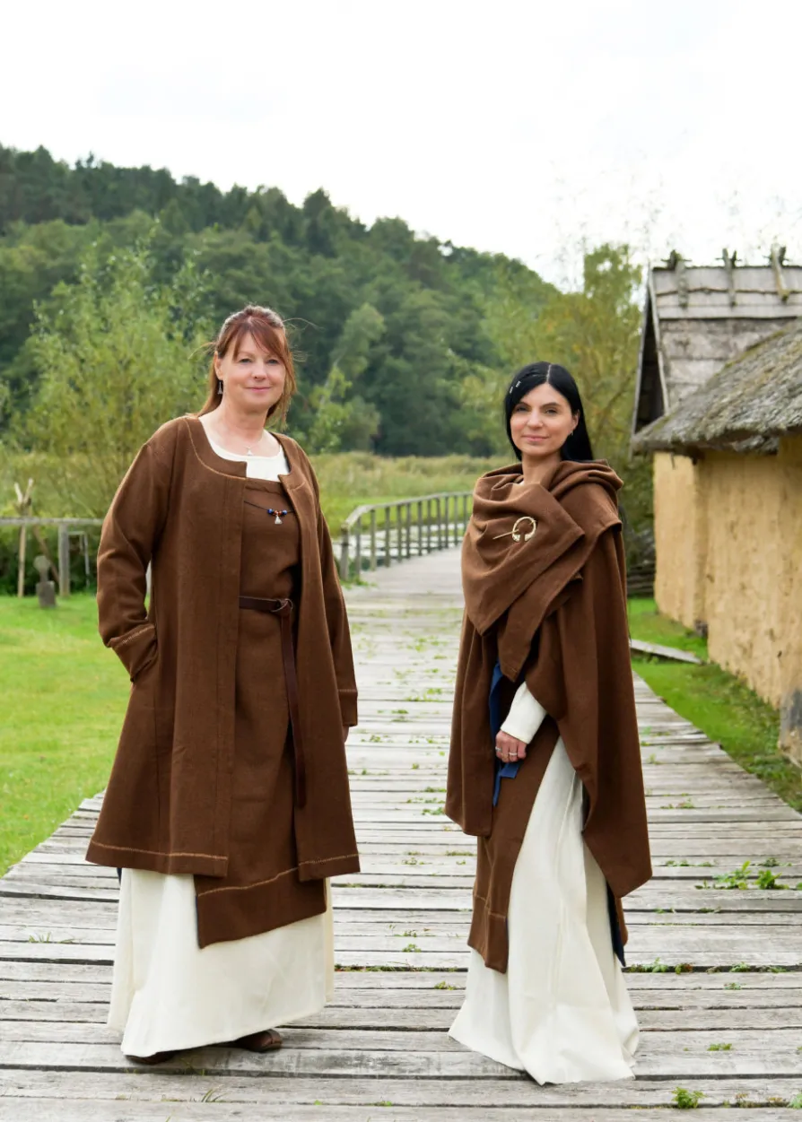Wikinger Rechteckmantel Bente, Decke, Diamantköper, Wolle, braun
