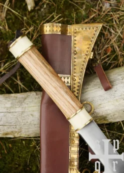 Wikinger-Sax aus Karbonstahl mit Holz-/Knochengriff