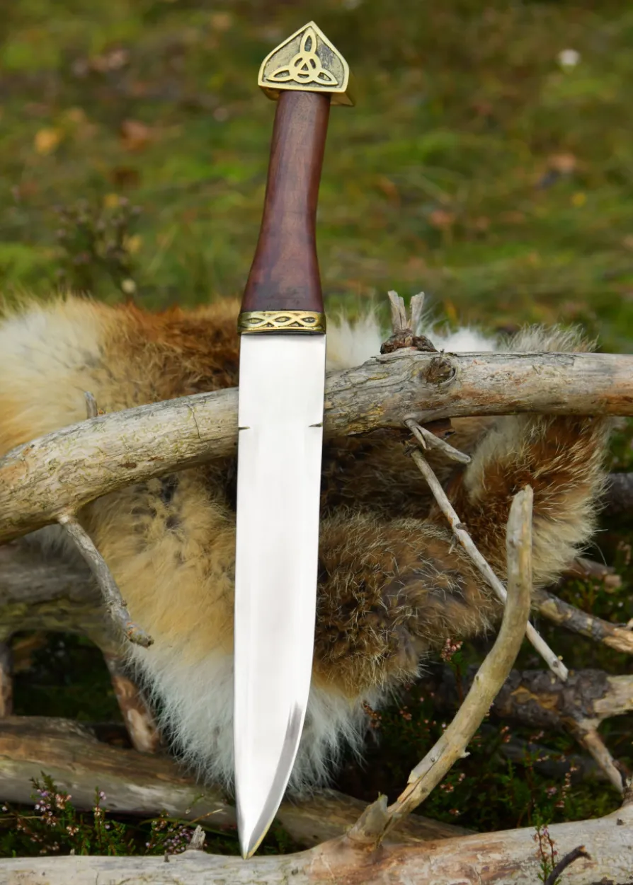 Wikinger-Sax mit brauner Lederscheide und Holzgriff