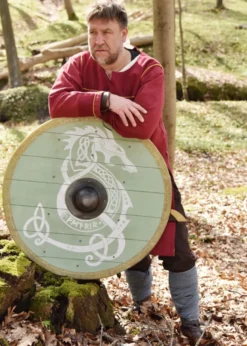 Wikingerschild 'Fenrir' mit Rohhaut-Umrandung, 80 cm