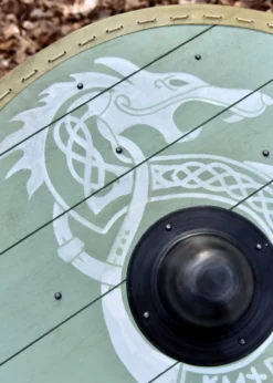 Wikingerschild 'Fenrir' mit Rohhaut-Umrandung, 80 cm