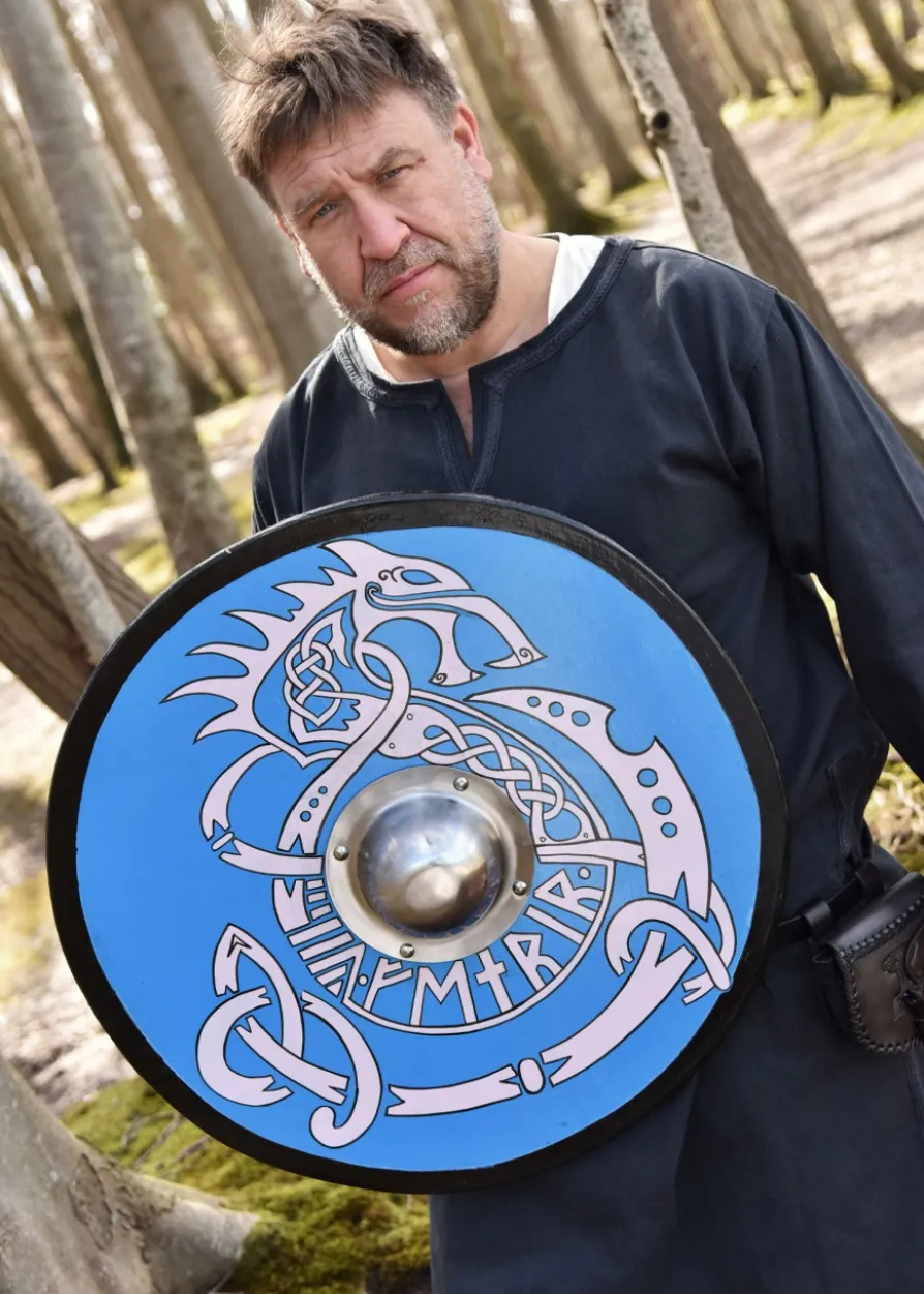 Wikingerschild mit Fenrir-Motiv, handbemalt, 61 cm
