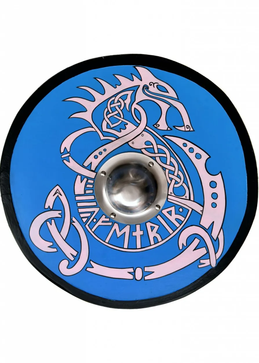 Wikingerschild mit Fenrir-Motiv, handbemalt, 61 cm