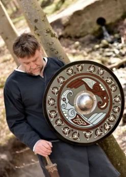 Wikingerschild mit Raben-Motiv und Triquetras, 61 cm