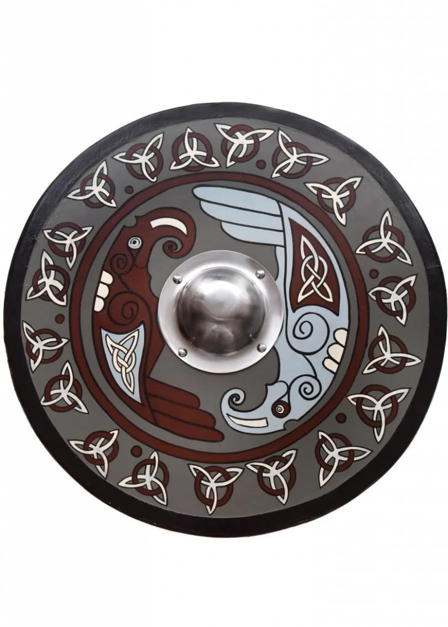 Wikingerschild mit Raben-Motiv und Triquetras, 61 cm