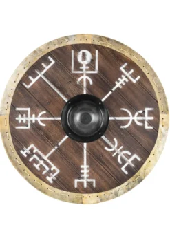 Wikingerschild 'Vegvísir' mit Rohhaut-Umrandung, 60 cm
