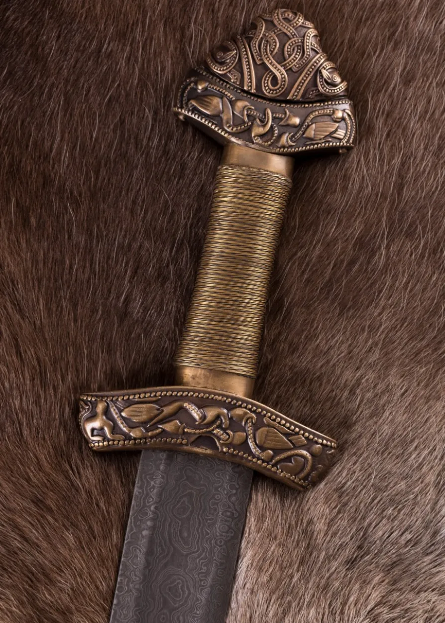 Wikingerschwert aus Dybäck mit Scheide, Damaststahl