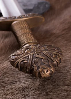 Wikingerschwert aus Dybäck mit Scheide, gehärtete Karbonstahlklinge