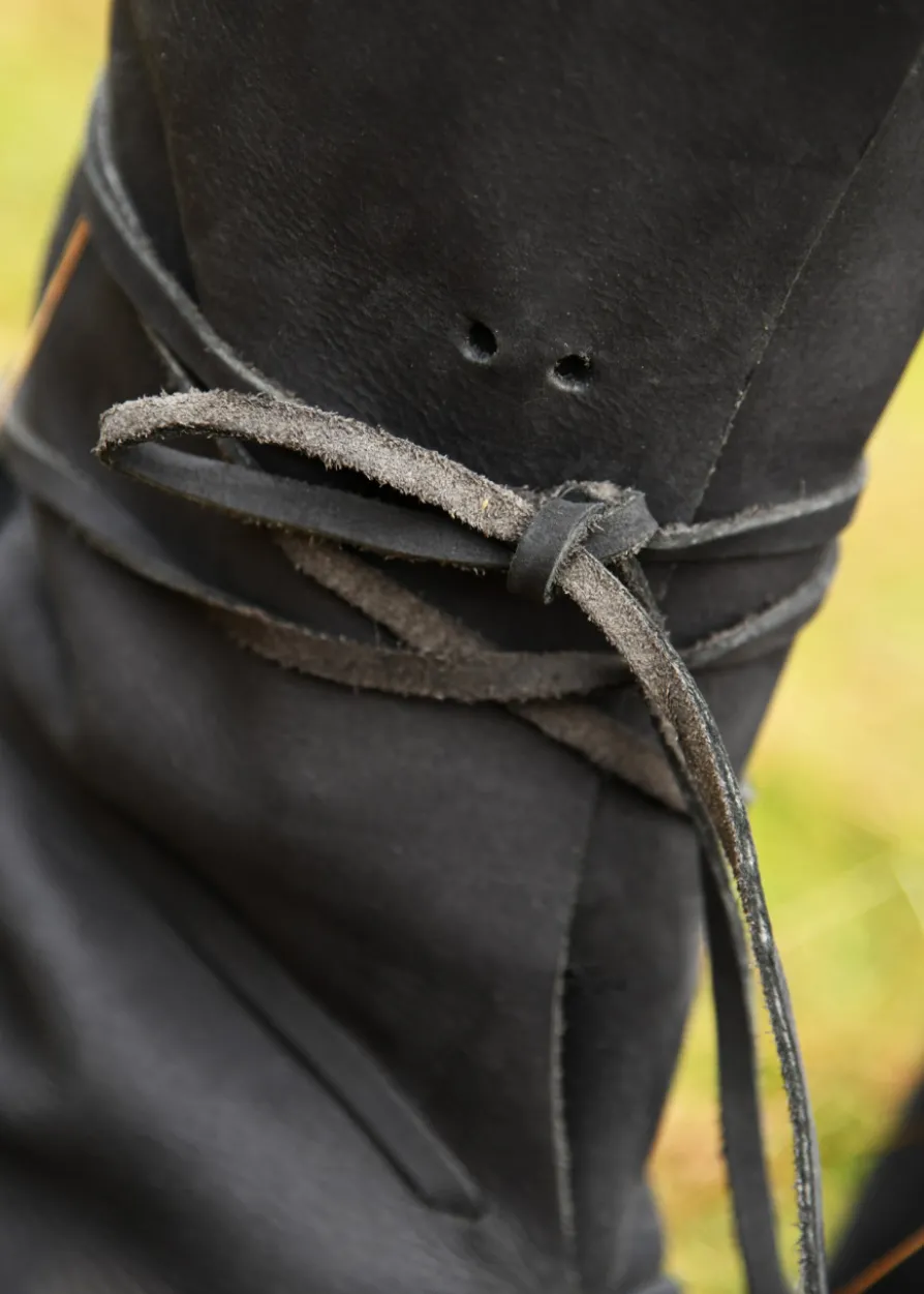 Wikinger Stiefel mit Schnürung, schwarz