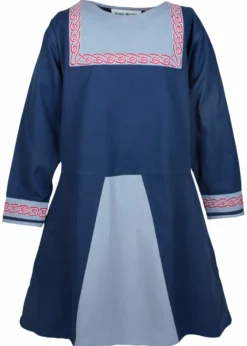 Wikinger Tunika Halvar mit Stickerei, blau
