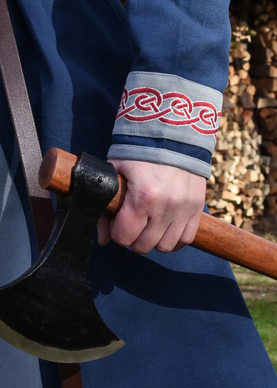 Wikinger Tunika Halvar mit Stickerei, blau