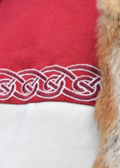 Wikinger Tunika Halvar mit Stickerei, natur/rot
