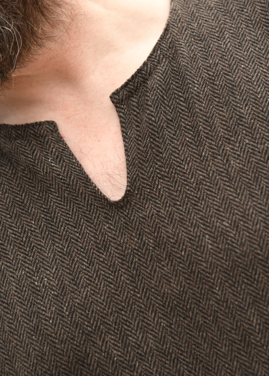 Wikingertunika Morten, Fischgrätmuster, braun