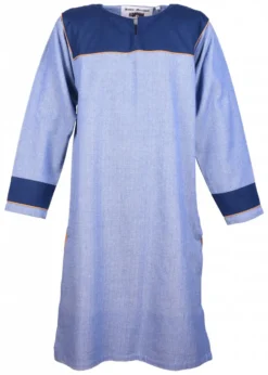Wikinger Tunika Ove mit Fischgrätmuster, blau