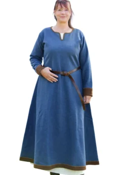 Wikinger Wollkleid Lykka, blau-braun