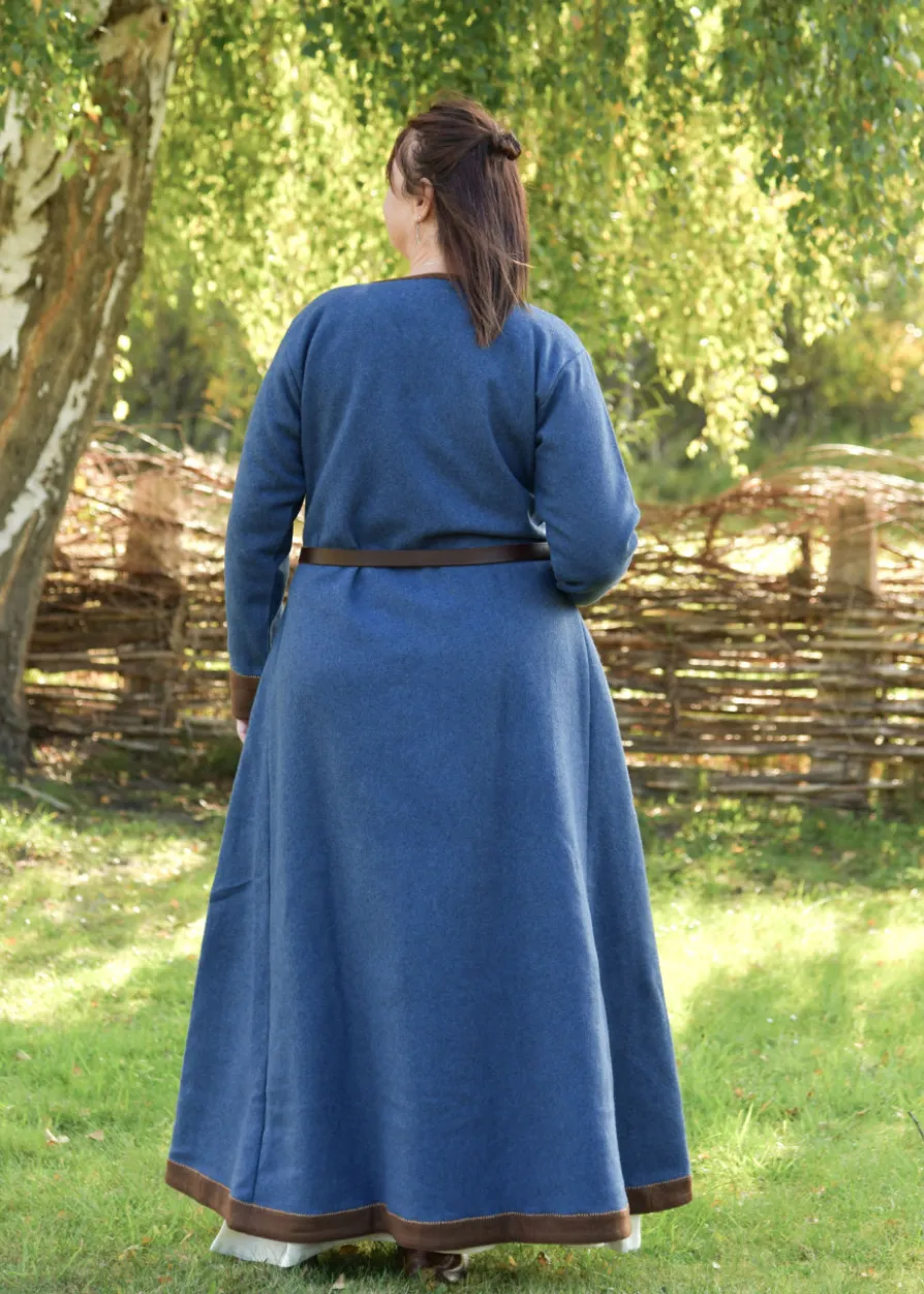Wikinger Wollkleid Lykka, blau-braun