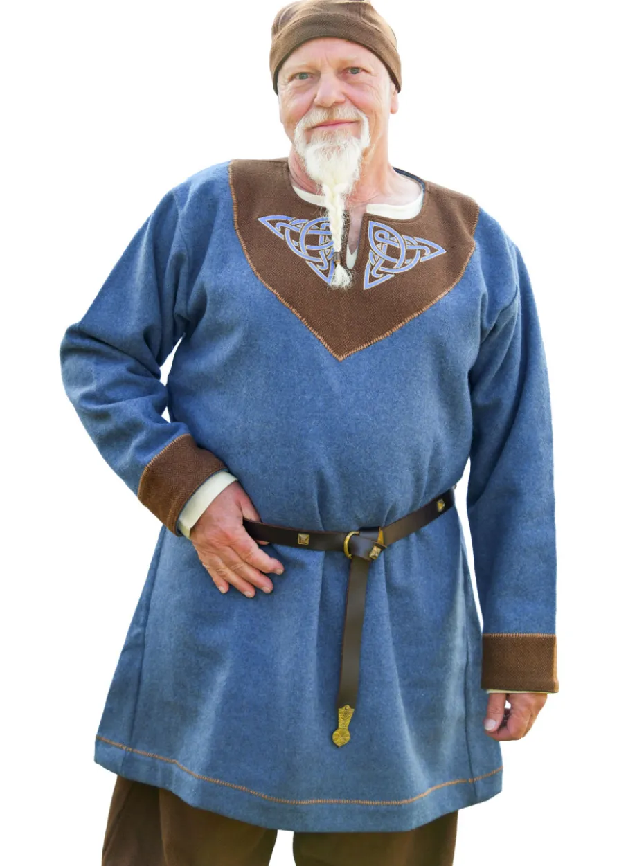 Wikinger Wolltunika Esben, blau-braun
