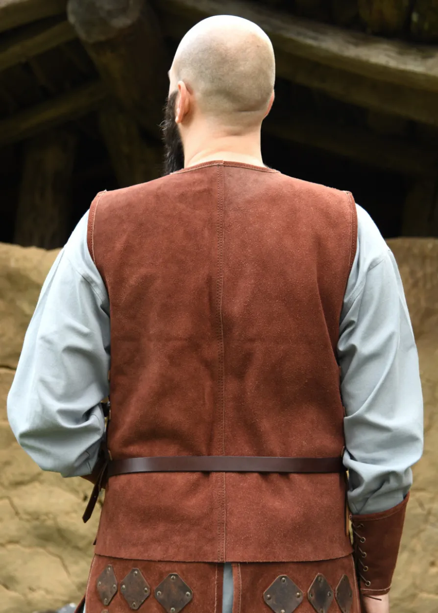 Wildleder Brustpanzer Vidar, braun - Lederrüstung
