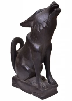 Wolf, Trinkhornständer aus Holz, braun