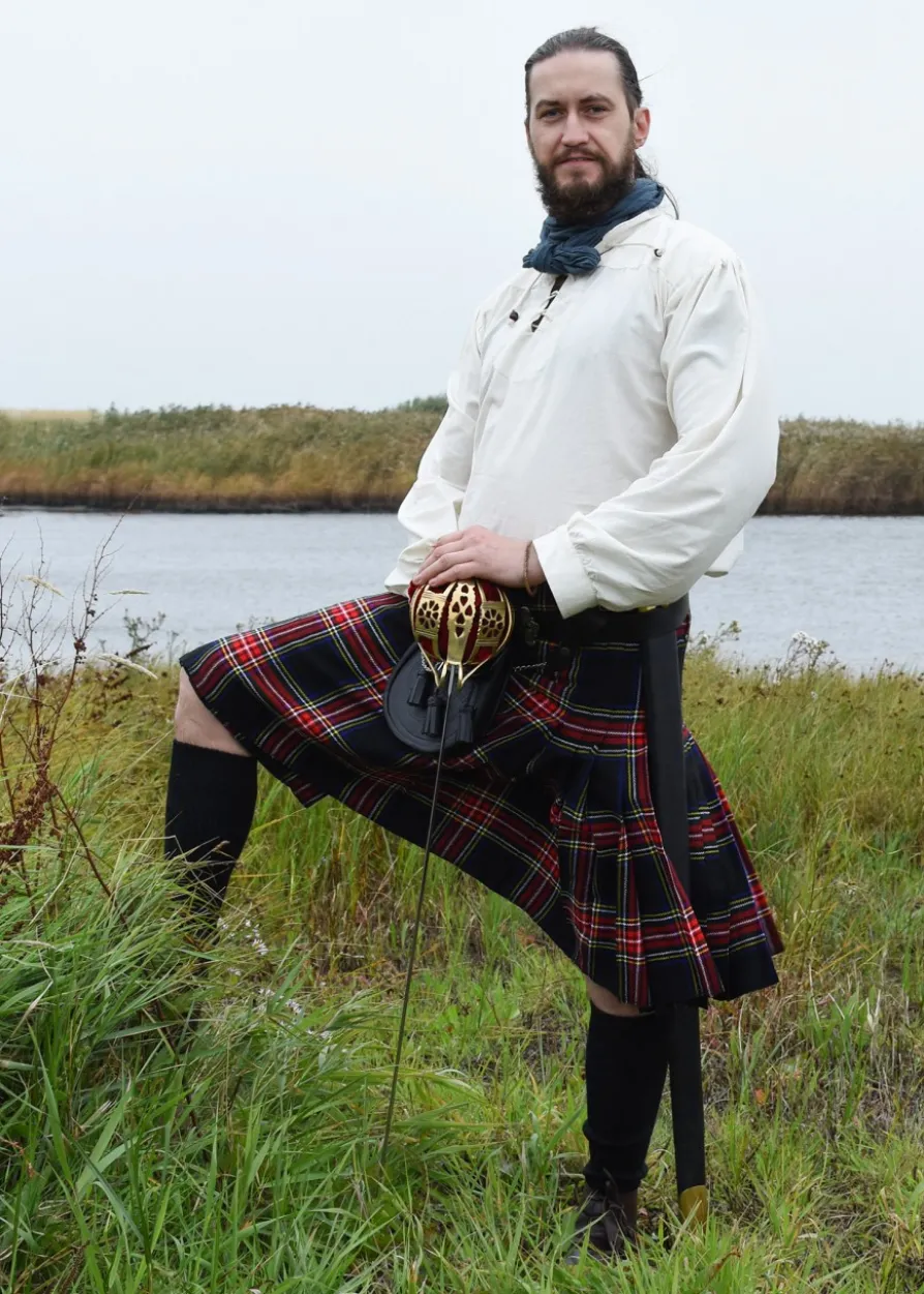 8 Yard Kilt, Schottenrock, Black Stewart Tartan