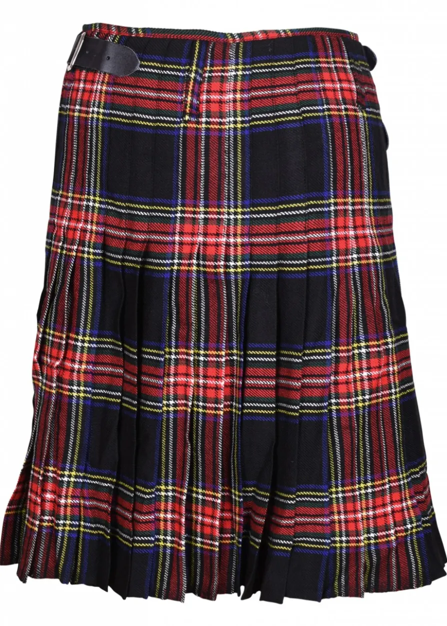 8 Yard Kilt, Schottenrock, Black Stewart Tartan