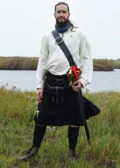 8 Yard Kilt, Schottenrock, schwarz (uni)